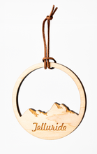 Load image into Gallery viewer, Telluride Wood + Leather Mountain Ornament