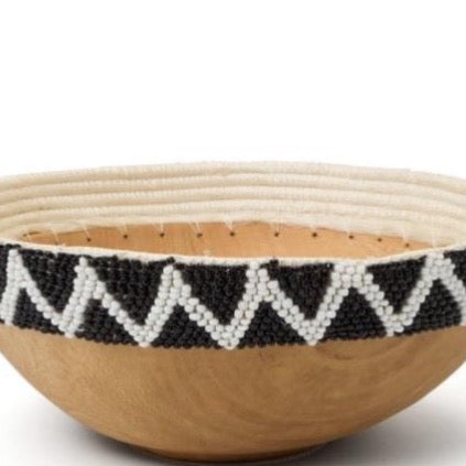 Beaded Wooden Bowl