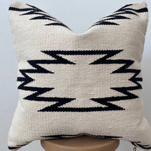 Load image into Gallery viewer, Handwoven Black on White Cotton Pillow
