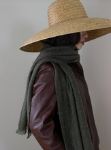 Load image into Gallery viewer, Oats &amp; Rice Traveller Plain Cashmere Scarf in Green Moss
