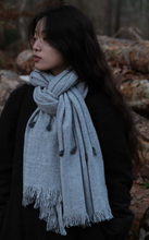 Load image into Gallery viewer, Oats &amp; Rice Seedling Cashmere Scarf in Pewter
