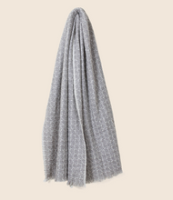 Load image into Gallery viewer, Oats &amp; Rice Grid Cashmere Scarf in Smoke Grey
