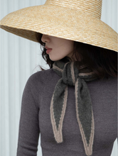 Load image into Gallery viewer, Oats and Rice Cashmere Neck Scarf- Green/Brown Trim
