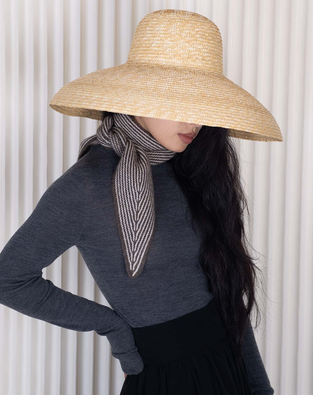 Oats & Rice Ribbed Neck Scarf- Brown