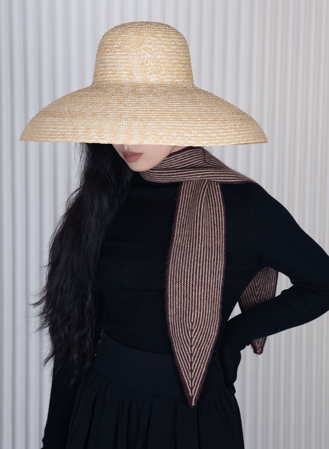 Oats & Rice Ribbed Neck Scarf- Wine