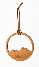 Load image into Gallery viewer, Telluride Wood + Leather Mountain Ornament
