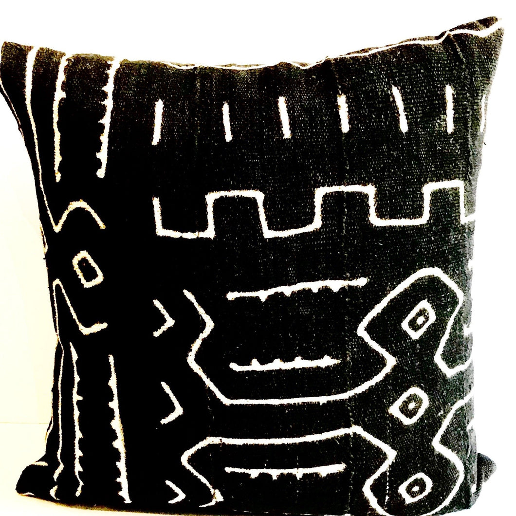 Black and White Mali Mud Cloth Throw Pillow - T.Karn Imports