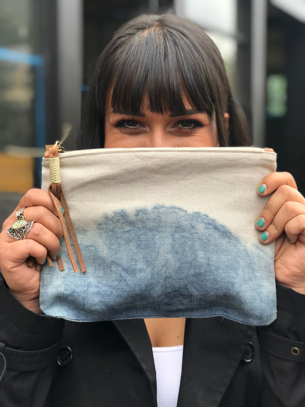 Indigo-Dipped Linen Pouch - T.Karn Imports