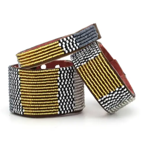 East African Beaded Leather Bracelet - T.Karn Imports