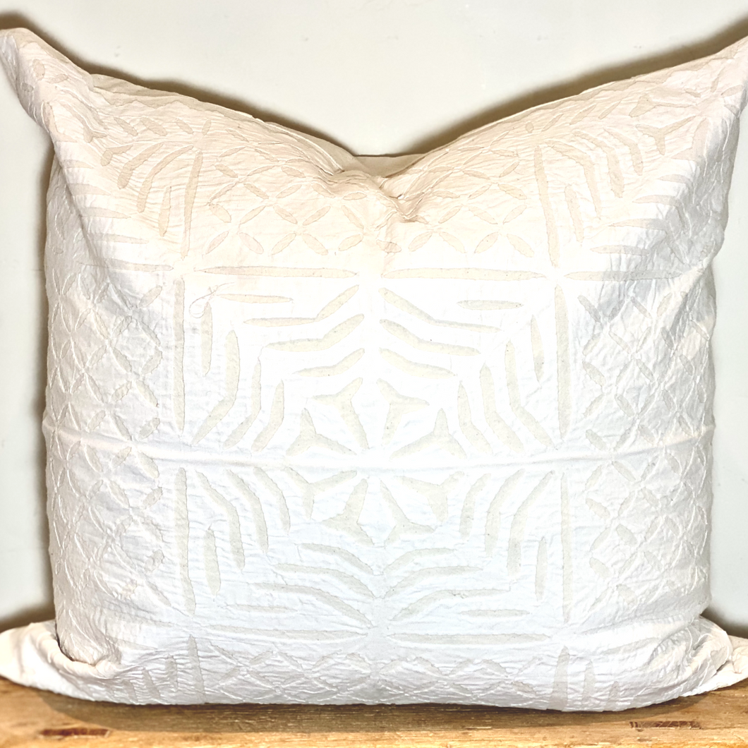 White Applique Lumbar Pillow - T.Karn Imports