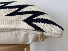 Load image into Gallery viewer, Handwoven Black on White Cotton Pillow
