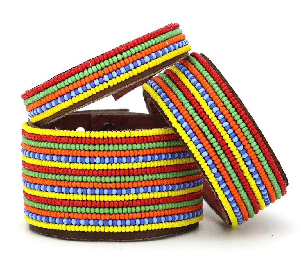 East African Beaded Leather Bracelet